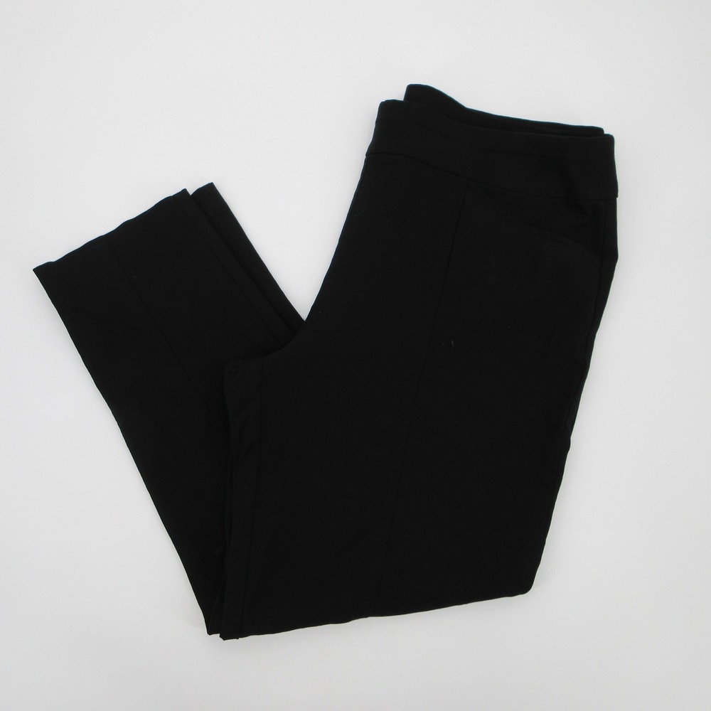 Chicos Fabulously Slimming Black Pull On Pants Size 3 Short Tapered Leg Pockets
